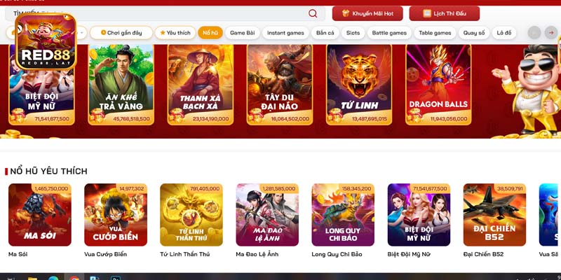 Các loại game nổ hũ red88 hấp dẫn 